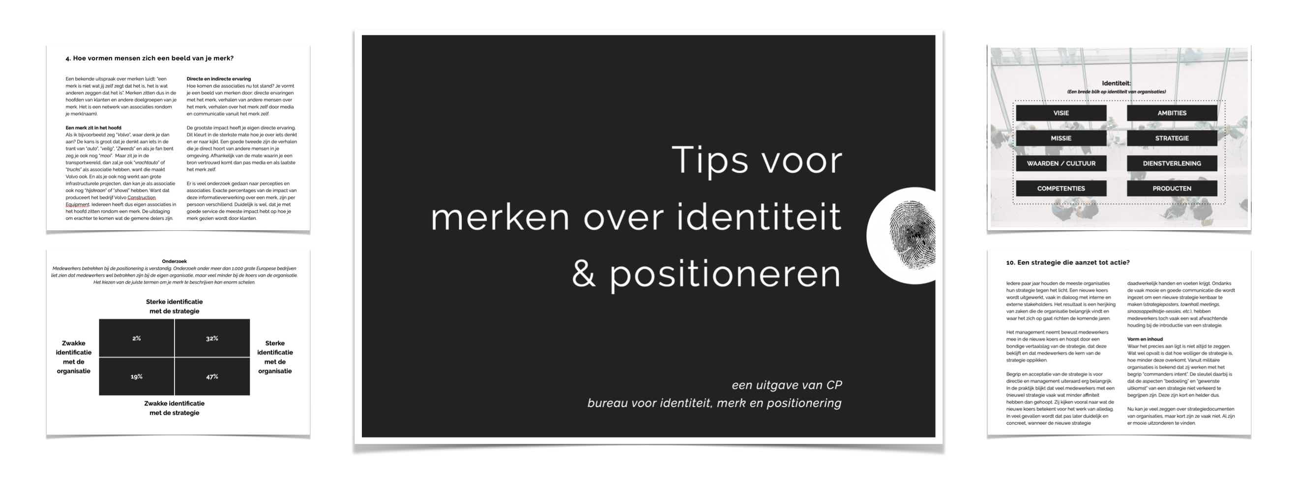 Vraag het boekje van CP aan over positioneren, organisatie-identiteit en merken